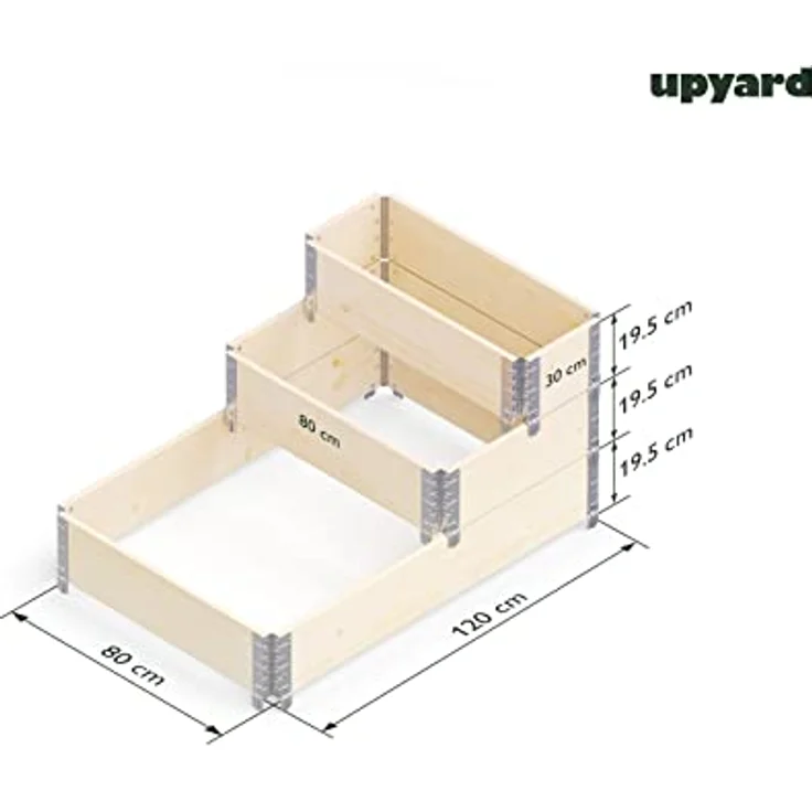 Upyard Stepped Bed - modernes Hochbeet aus Paletten - modulares, mehrstufiges Hochbeet aus Naturholz für Garten und Terrasse, 120x80x58,5, Naturholz – Bild 2