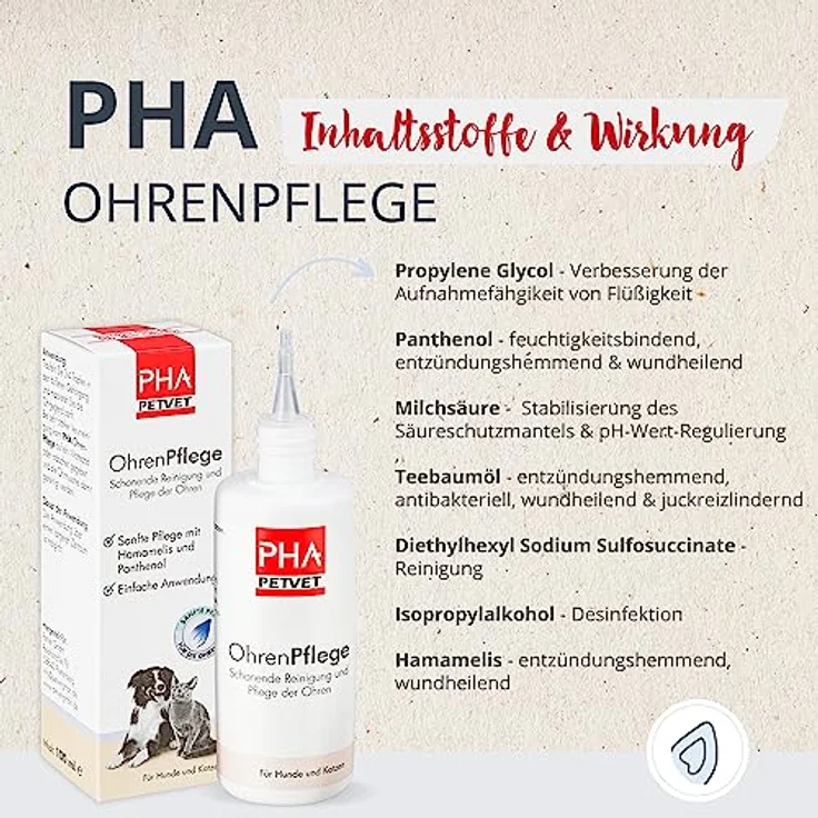 PHA OhrenPflege für Hund und Katze - zur schonenden Reinigung und Pflege der Ohren, Tropfen 100 ml – Bild 3