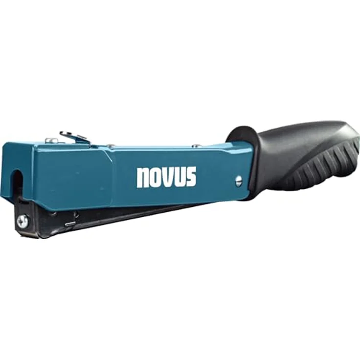 Novus Tools Hammertacker J-033, Premium-Tacker für Flachdrahtklammern Typ G, robustes Design mit ergonomischem Griff, blau – Bild 2
