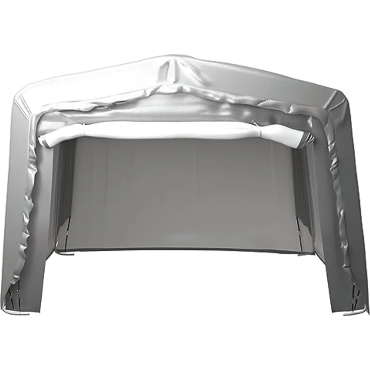 vidaXL Lagerzelt UV-beständig Industriezelt Zelthalle Weidezelt Zelt Zeltgarage Foliengarage Unterstand Lagerhalle 370x370cm Stahl Grau – Bild 2