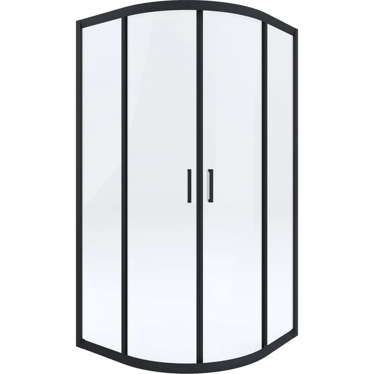Deante Funkia Nero, Duschkabine halbrund, 185 x 90 x 90 cm, schwarz, temperiertes Glas