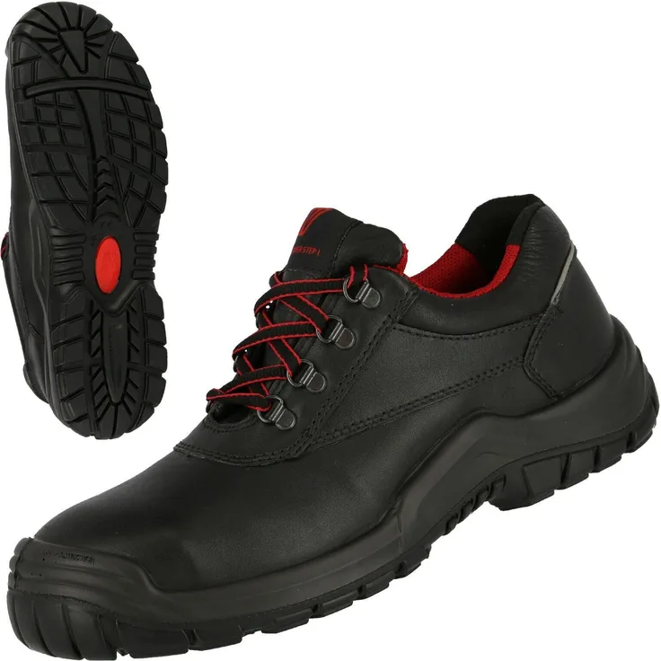NITRAS 7210 POWER STEP Sicherheitsschuhe, halb S3, aus schwarzem Vollleder mit Stahl-Zehenkappe und durchtritthemmender Zwischensohle, Gr. 47