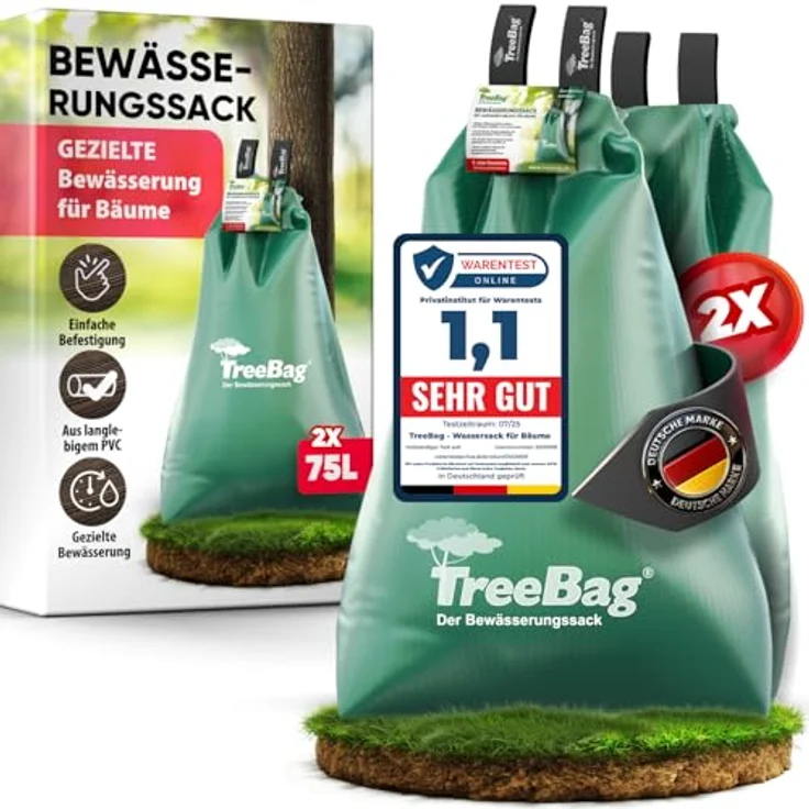 treebag TreeBag Wassersack für Bäume 2 x 75L – UV-stabiler PVC Baumbewässerungssack mit flexibler Anwendung – Effektive Tropfbewässerung für Garten & Stadtgrün – Bild 1