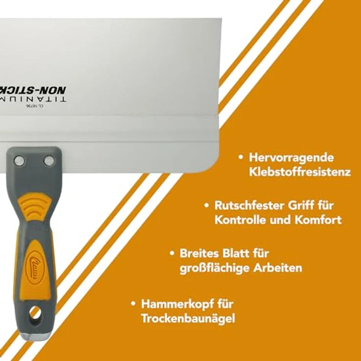 Clauss Spachtel 12" (30,5 cm) | Titanium Bonded Edelstahlklinge mit Antihaftbeschichtung | rutschfester, ergonomischer Griff | ideal als Flächenspachtel – Bild 4