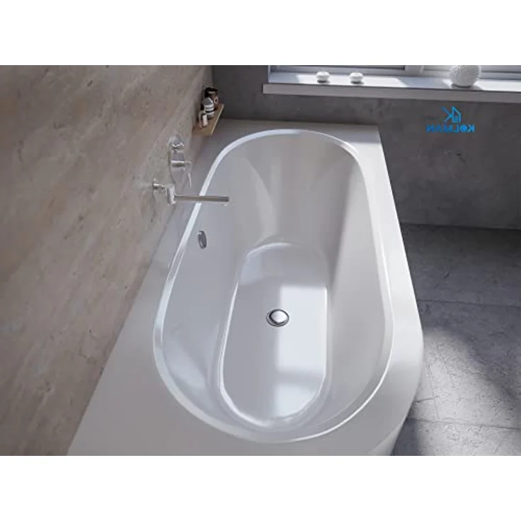 KOLMAN Badewanne AVITA Eckbadewanne 170x75 Rechts, 3in1 Premium Original Acryl Wanne Siphon, Reinweiß – Bild 2