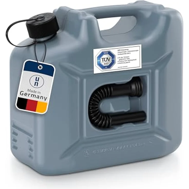 hünersdorff Kraftstoff-Kanister PROFI 10l, UN-zugelassen für Benzin und Diesel, TÜV-geprüfte Produktion, grau – Bild 1