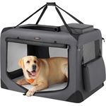 Feandrea Hundebox faltbar, Transportbox Hund, XXXL, atmungsaktiv tragbar, grau PDC10G01