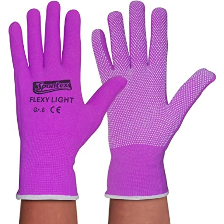 Spontex Flexy Light, flexible Damenhandschuhe für Garten- und Hobbyarbeiten, mit Anti-Rutsch-Noppen, aus Textilstrick, Größe S, 1 Paar – Bild 6