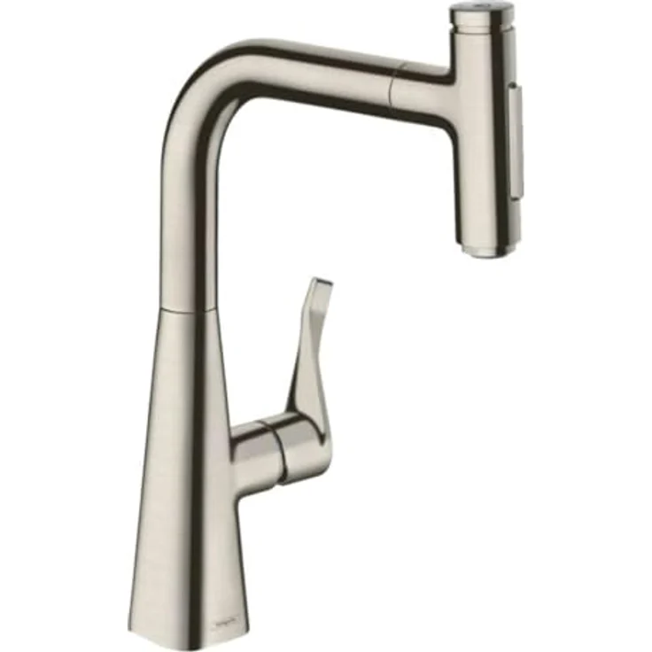 hansgrohe 240 Metris Select M71, Küchenarmatur mit ausziehbarem Schlauch und Brausefunktion, Chrom – Bild 1