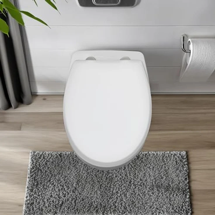 Wenko WC-Sitz Ostuni Easy Close, ovaler Thermoplast Toilettendeckel, weiß, 300 kg belastbar, Hygienebefestigung mit Fix-Clip – Bild 2
