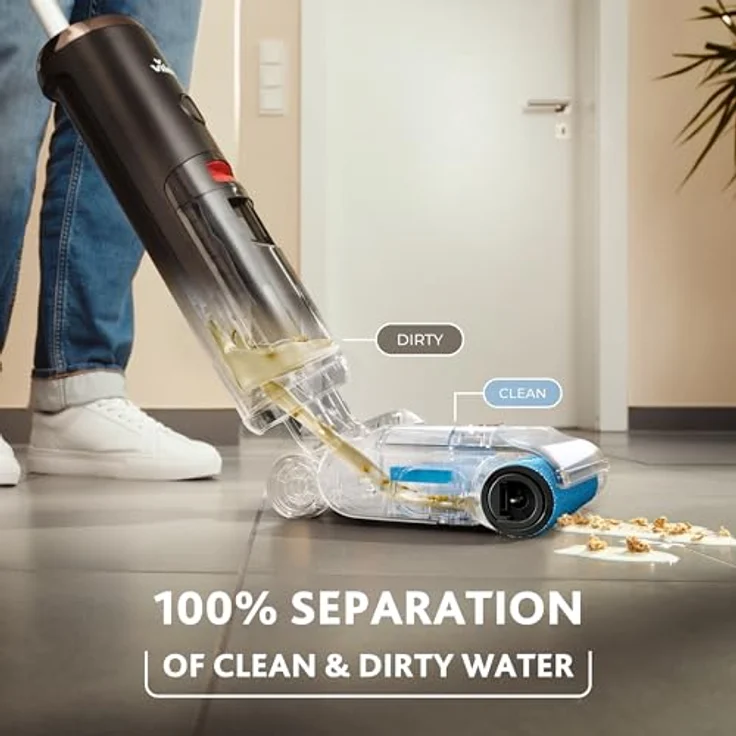 Vileda PureClean S5 Plus | Kabelloser Nass- und Trockensauger mit 100% Trennung von schmutzigem und sauberem Wasser | Selbstreinigungsfunktion | Zubehör (2 Rollen und 2 Filter) – Bild 3