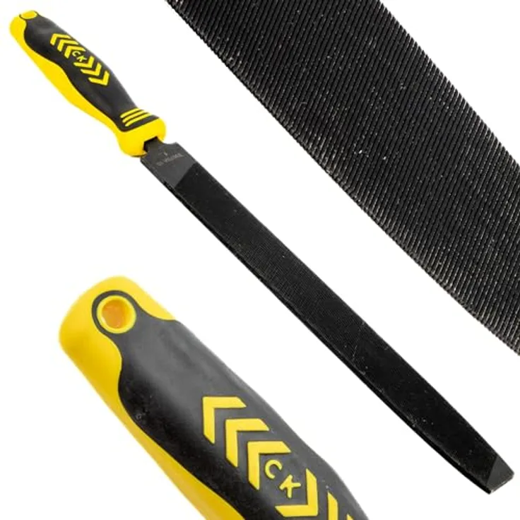 C.K Mühlsägefeile CK T0075A 10, 250 mm, mit ergonomischem Zwei-Komponenten-Griff, flach, Schwarzoxid behandelter Kohlenstoffstahl