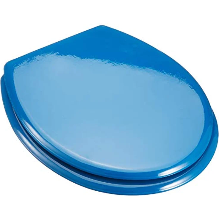 MSV WC-Sitz Cleo, MDF mit rostfreien Scharnieren, feuchtigkeitsresistent, dunkelblau, 45 cm x 37 cm x 5,6 cm – Bild 1