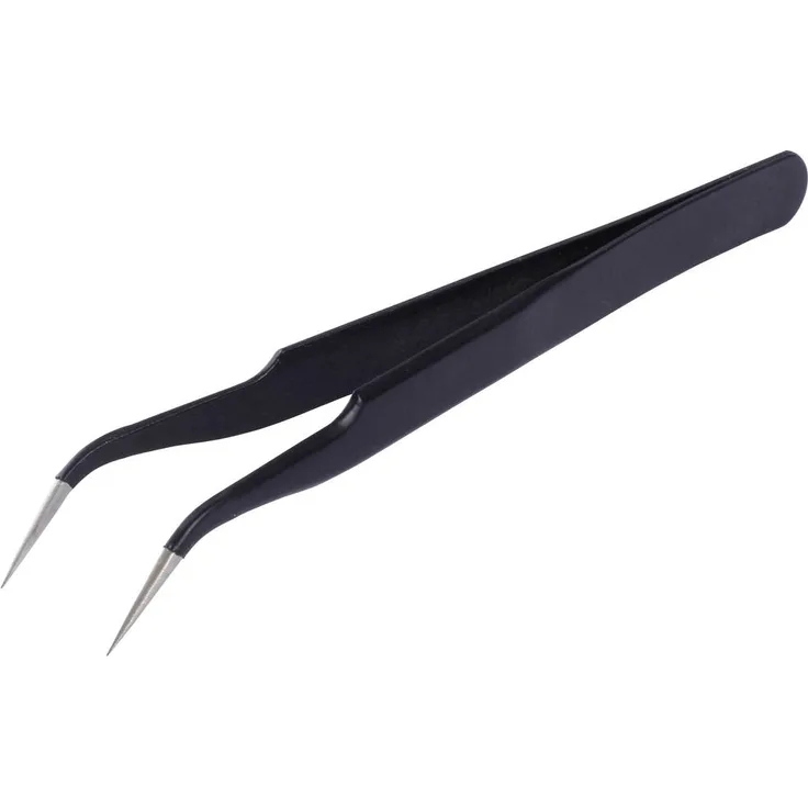 Quadrios 23EC154 ESD Pinzette Sichelspitze, antistatische Edelstahl-Pinzette mit rutschfestem Überzug