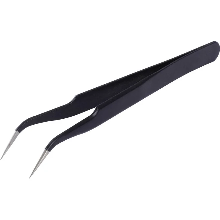 Quadrios 23EC154 ESD Pinzette Sichelspitze, antistatische Edelstahl-Pinzette mit rutschfestem Überzug