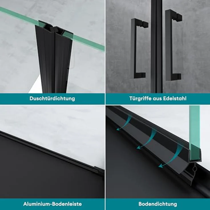Mai & Mai Nischentür Teramo66 mit Doppeldrehtür 8mm ESG Klarglas mit NANO T66, 100x195 cm – Bild 5