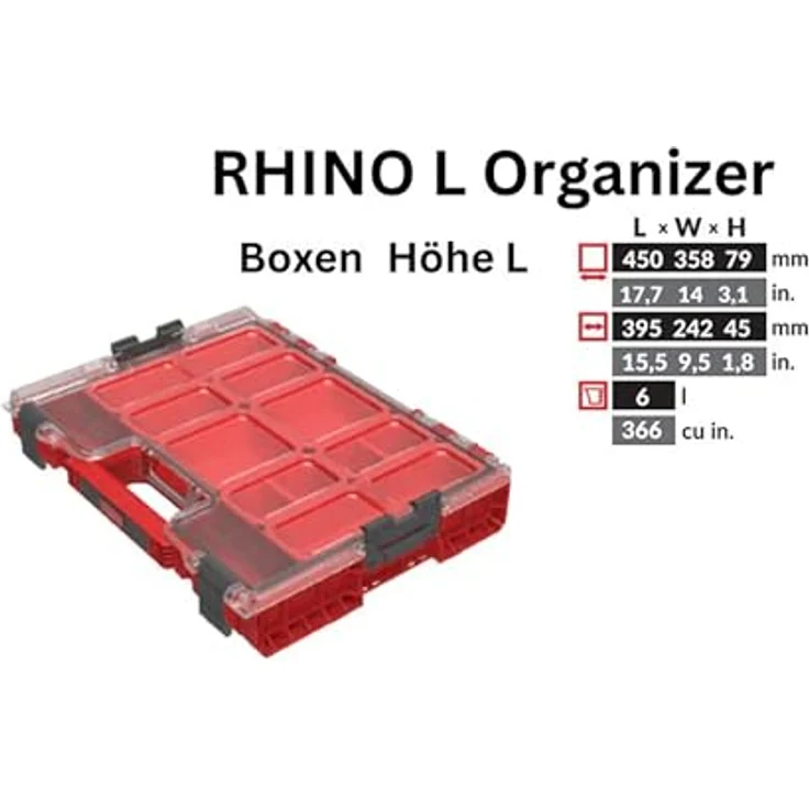Toolbrothers RHINO L Organizer ULTRA, Werkzeugkoffer mit 6L Kapazität, IP54 Schutz, herausnehmbare Boxen und optimierter Kleinteilorganisation – Bild 4