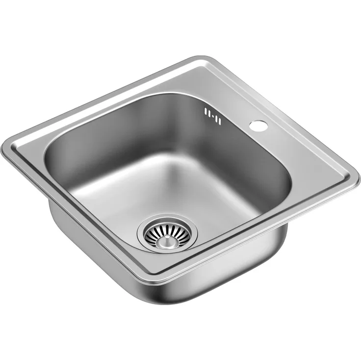 QUADRON JOE 110, Edelstahl Spülbecken 1-Becken mit Siphon, satinierte Oberfläche, Größe 48 x 48 x 16 cm