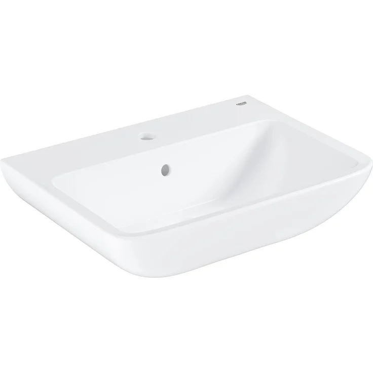 Grohe Start Edge Keramik Waschtisch 60 cm, elegantes wandhängendes Waschbecken mit integriertem Überlauf, weiß