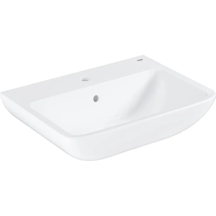 Grohe Start Edge Keramik Waschtisch 60 cm, elegantes wandhängendes Waschbecken mit integriertem Überlauf, weiß