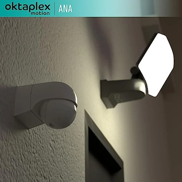 Oktaplex Ana Bewegungsmelder Aussen schwenkbar 230V IP44 180° Bewegungssensor 12m Reichweite weiß Aufputz Infrarot-Sensor – Bild 5