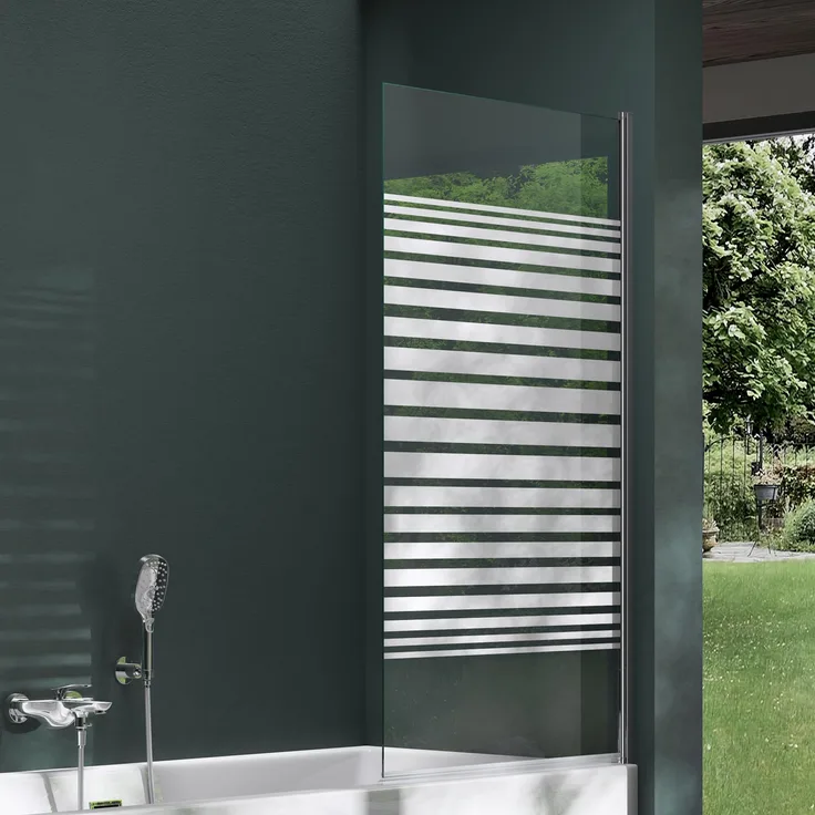 Mai&Mai Duschwand für Badewanne Sicherheitsglas mit NANO-Versiegelung 80x140cm Teilsatiniert Cortona201MS