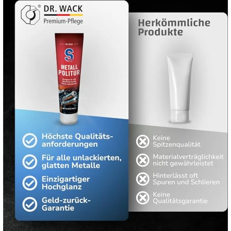 DR WACK S100 Metallpolitur, 100 ml Auto-Reinigungsmittel für Hochglanz, entfernt Korrosionsspuren und Kratzer – Bild 6