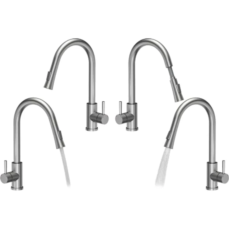 VBChome Edelstahlspüle mit Armatur 50 x 45 cm Gebürsteter Edelstahl Einbauspüle mit Hahnloch Großes Becken, inkl. Ablaufgarnitur und Siphon, Armatur mit ausziehbarem Auslauf – Bild 3