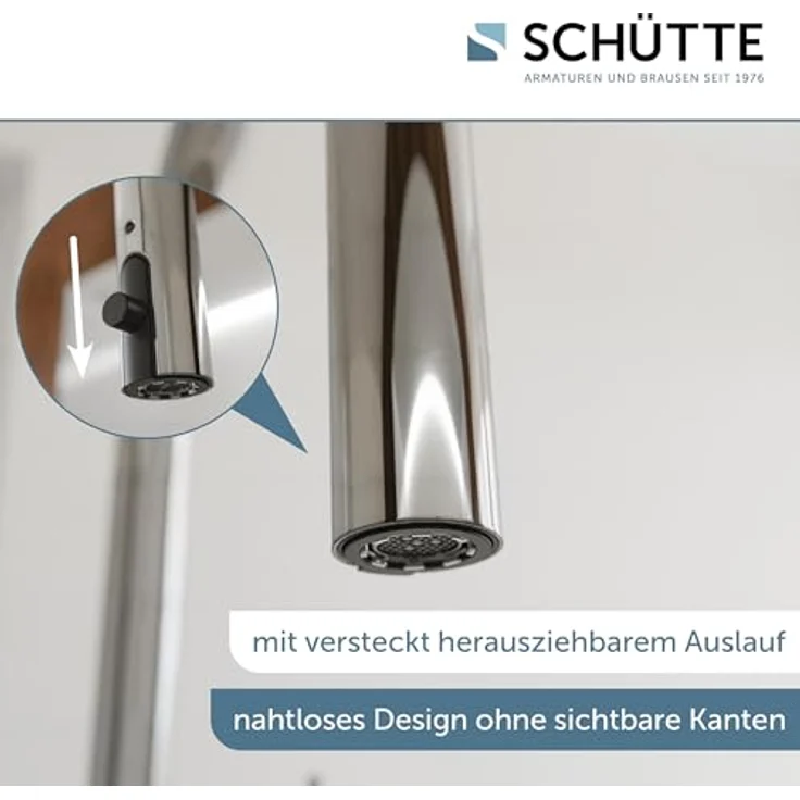 Schütte Spültischarmatur BLACKPOOL, Einhebel-Mischbatterie mit Cold-Start-Funktion, 360° schwenkbar, ausziehbarer Schlauch 150 cm, korrosionsbeständige Anschlussschläuche – Bild 3