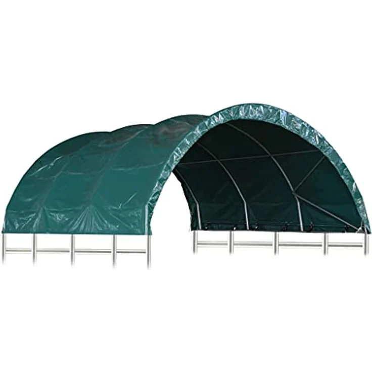 vidaXL Weidezelt Wasserfest Weidehütte Offenstall Weide Unterstand Weideunterstand Schafe Pferde Kühe Stall Shelter PVC 3,7x3,7m Grün – Bild 1