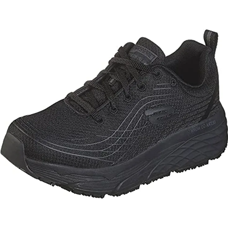 Skechers MAX CUSHIONING ELITE SR, Schnürschuh für Gastronomie & Pflege, schwarz, rutschhemmend, maschinenwaschbar, mit Memory Foam Dämpfung