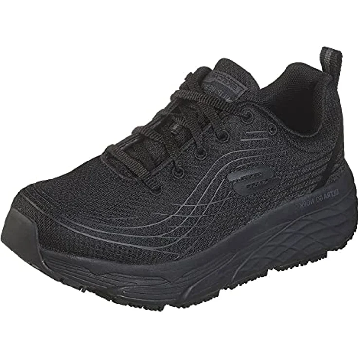 Skechers MAX CUSHIONING ELITE SR, Berufsschuh Schnürschuh für Gastronomie und Pflege, schwarz, maschinenwaschbar, rutschhemmend, mit Skechers Memory Foam Dämpfung – Bild 1