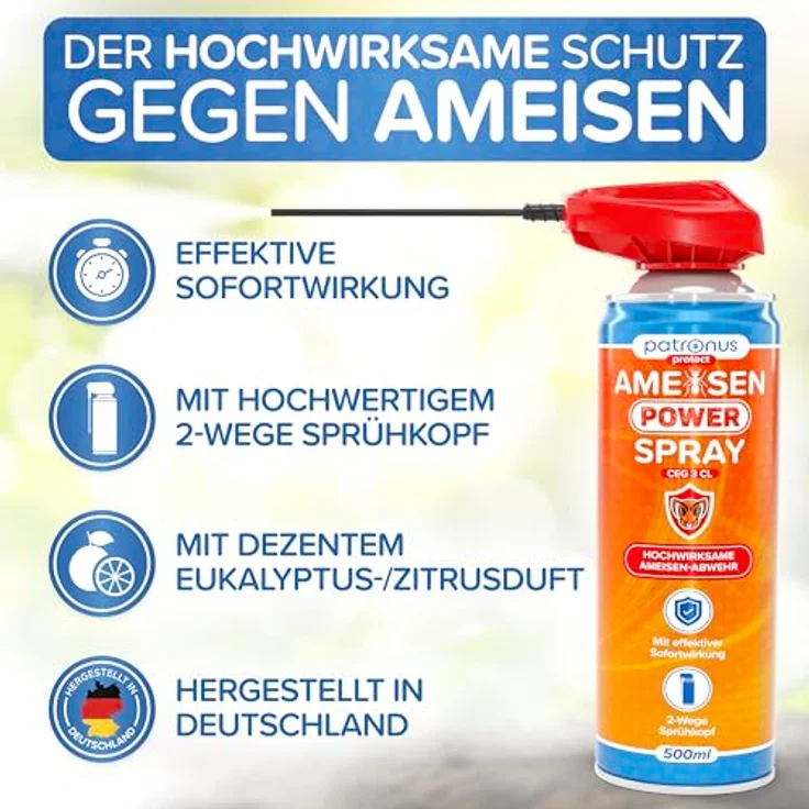 Patronus Ameisen Power Spray CEG 3 CL, hochwirksames Ameisenspray mit Sofortwirkung für Innen & Außen, 500ml – Bild 2