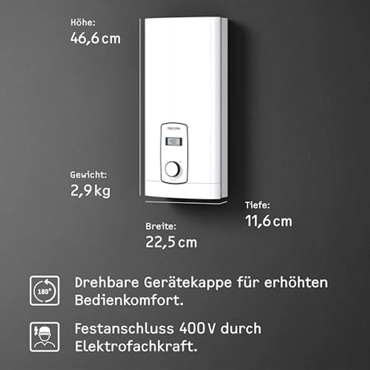 STIEBEL ELTRON DHB-E 27 LCD, elektronisch geregelter Durchlauferhitzer, druckfest, mit LC-Display und gradgenauer Wunschtemperatur – Bild 4
