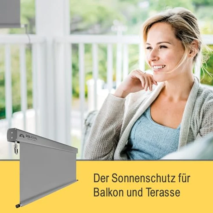 Sol Royal Senkrechtmarkise MS5, 140x250cm, grau, abnehmbare Handkurbel, wasserabweisender UV-Schutz 70-90% – Bild 9