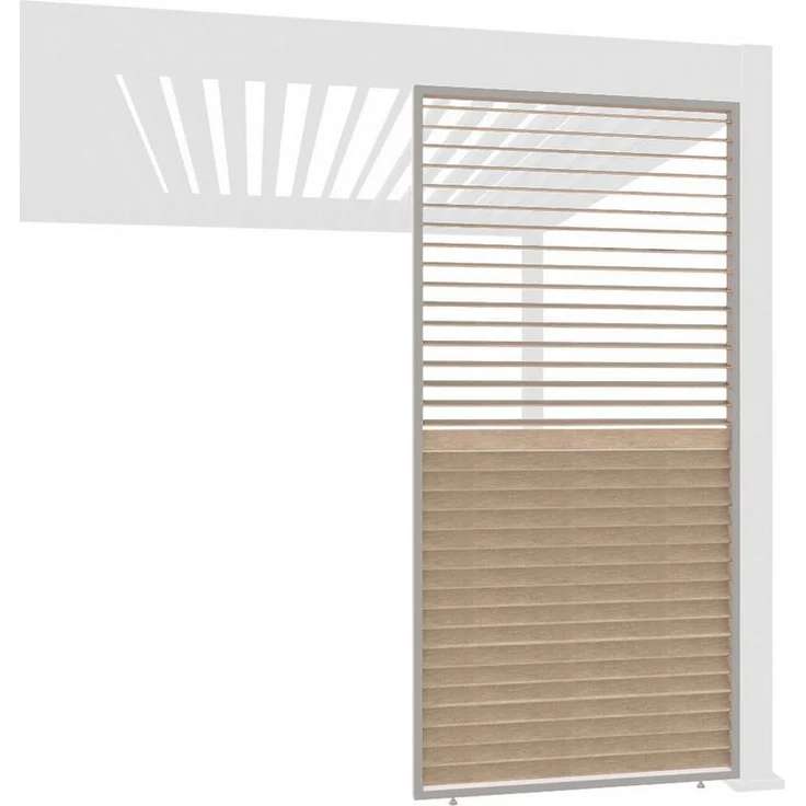 Weide Pavillonseitenteil Holzoptik-Lamellenwand, drehbare Aluminium-Lamellen, sandfarbener Rahmen, 93x234 cm, Komplettset