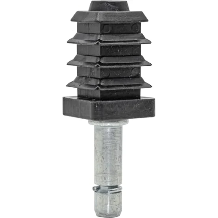 WAGNER Stift + Vierkanthülse 2tlg. - 17/20/ Ø 8 mm, Höhe 33/26/65 mm, Stahl verzinkt / Kunststoff, Klemmring - Industriestahl, für Möbelrolle / Möbelgleiter 8 mm Aufnahme, Wagner Norm-System – Bild 1