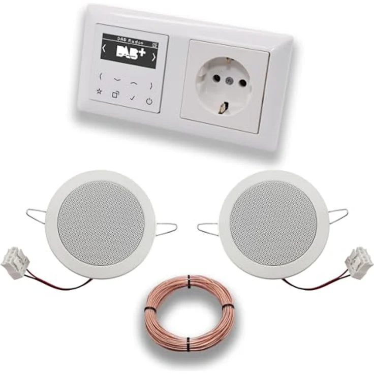 EBROM JUNG Smart Radio DABAWW DAB+ Unterputzradio Komplettset, inkl. 2 Deckenlautsprecher, 20m Lautsprecherkabel, System alpinweiß – Bild 1