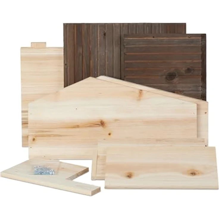 relaxdays Igelhaus mit Bode, Winterquartier aus Kiefernholz mit 2 Kammern, natur – Bild 5
