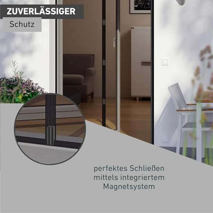 Rhino Screen Rhino Insect Screen Insektenschutz Türvorhang, Insektenvorhang, Magnet Fliegengitter Tür, Moskitoschutz, 95 x 215 cm, schwarz, 03798, 0.5x95.0x215 cm – Bild 6
