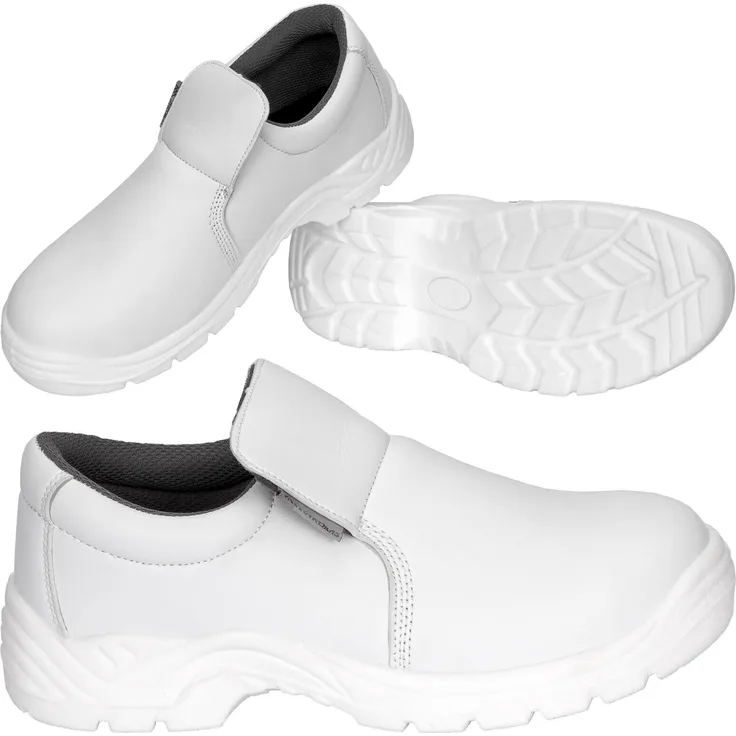 Artmas Arbeitsschuhe Sicherheitsschuhe S2 WEIß KOCHSCHUHE KÜCHENSCHUHE KOCH Sicherheitsschuh, Weißer mokassinartiger Halbschuh mit attraktivem Design