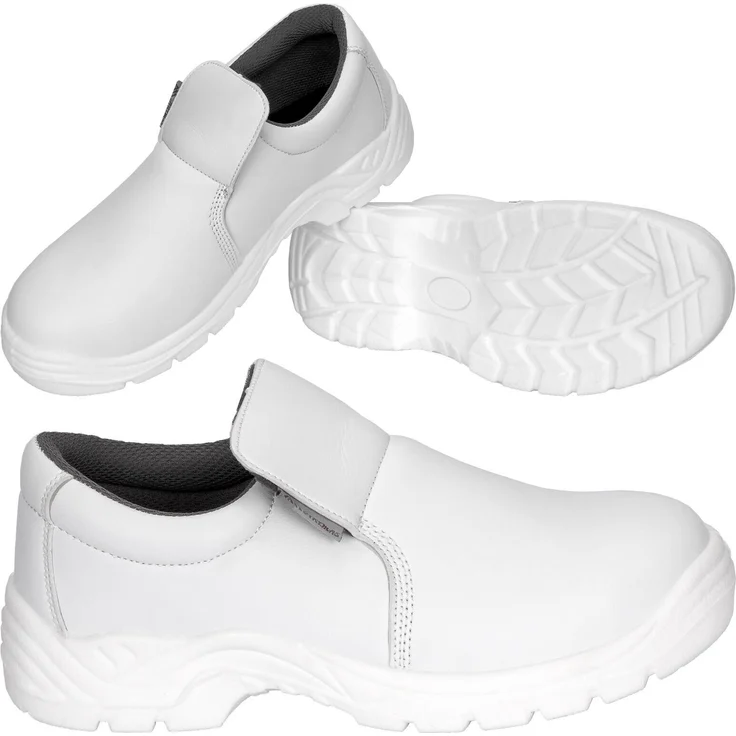 Artmas Arbeitsschuhe Sicherheitsschuhe S2 WEIß KOCHSCHUHE KÜCHENSCHUHE KOCH Sicherheitsschuh, Weißer mokassinartiger Halbschuh mit attraktivem Design – Bild 1