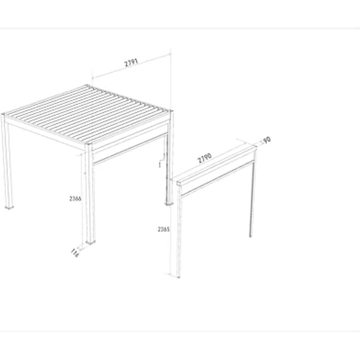 Weide SONNENSCHUTZ Weide Sonnenrollo | für Weide Deluxe Lamellendach Pergola Höhe 255 cm | Sonnenschutz, Sichtschutz | Aus Aluminium und Textil | UV-Schutz, stufenlos einstellbar (3,0 Meter, Weiß) – Bild 4