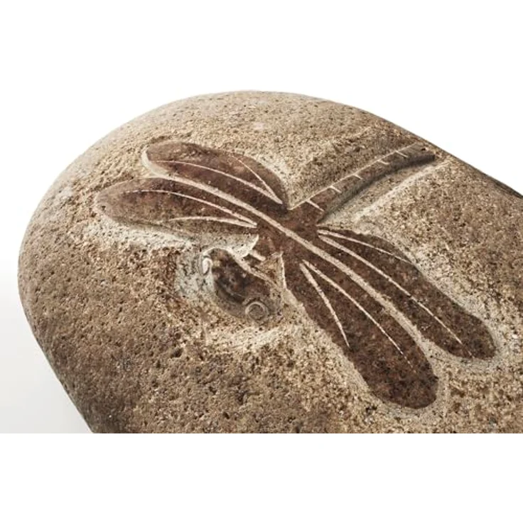 Kobolo Dekostein Dragonfly, Naturstein mit Libellenmotiv, 25x25x15 cm, Dekoration für Indoor- und Outdoorbereich – Bild 4
