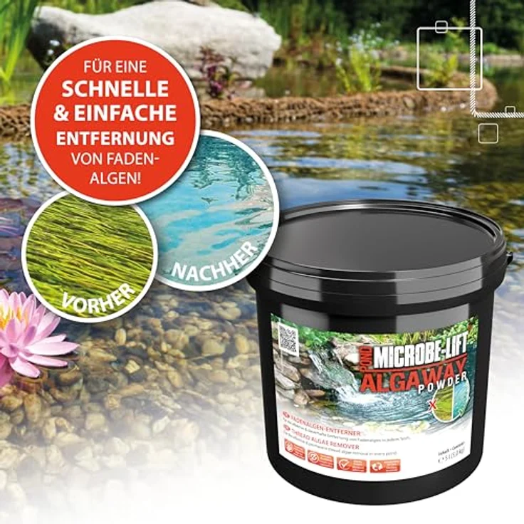 ARKA Microbe-Lift Pond Algaway Powder - 5000 g - Effektiver Fadenalgenentferner für Teiche, beseitigt Algen schnell und verhindert Neubildung, umweltfreundlich für bis zu 142.000 Liter Wasser – Bild 4