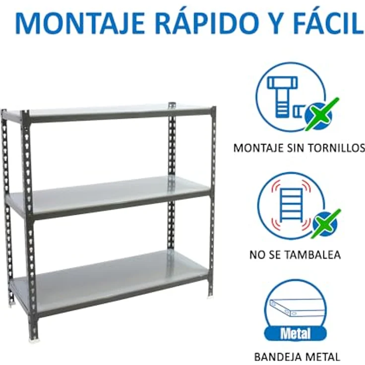 Simonrack Simonclick Metallregal Super Plus, 90x110x50 cm, 3 Böden, Traglast 200 kg pro Boden, Stecksystem, Anthrazit – Bild 5