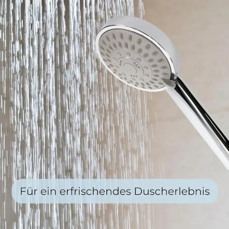 GarPet Handbrause Duschkopf 5 Funktion Duschbrause Wassersparender Brausekopf, Chromfarben – Bild 6