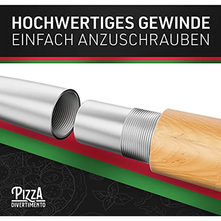 Pizza Divertimento Pizzaschieber Pizzaschaufel aus rostfreiem Aluminium (83 cm)- Praktisches & Robustes Gewinde Pizzaheber mit abgerundeten Kanten – Bild 6
