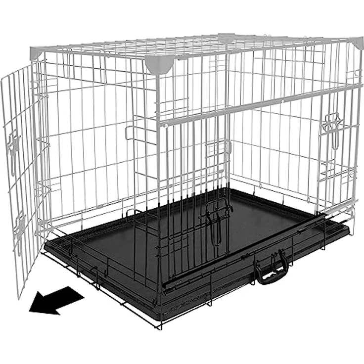 duvoplus, Käfig Eisen Ninja Edition mit Schiebetür, 61 x 46 x 53 cm, Schwarz, Transport, Schwarz, Hund