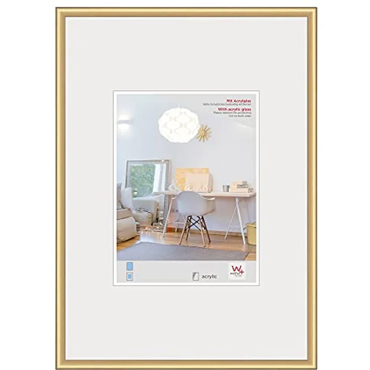 walther design Bilderrahmen gold 50 x 70 cm mit Kunstglas, New Lifestyle Kunststoffrahmen KVX070G